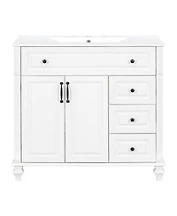 Casainc Solid Wood Vanity with Sink 3 Drawers 2 Doors Flip Drawer