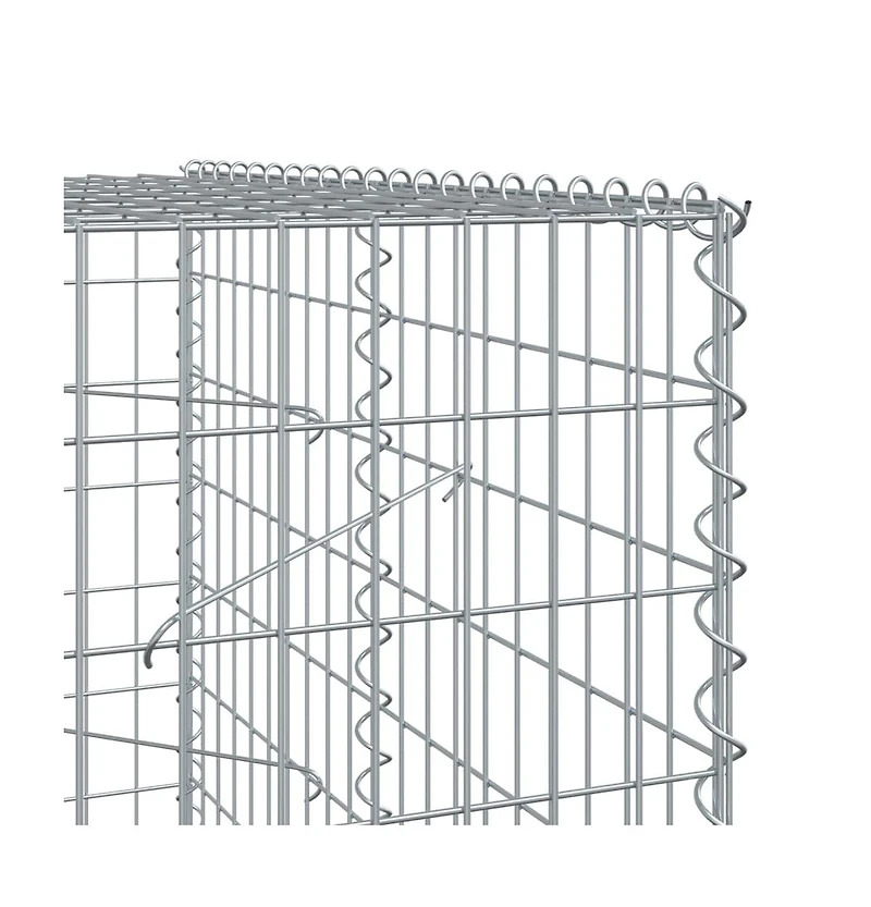 Gabion Basket Silver Galvanized Iron Wire 39.4 x 39.4 x 78.7 in
