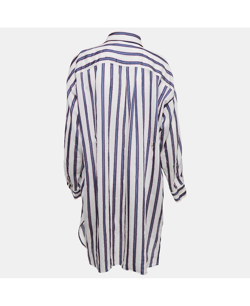 Pre-Owned Isabel Marant Women's Etoile White/blue Stripe Cotton Blend Seenli Dress
