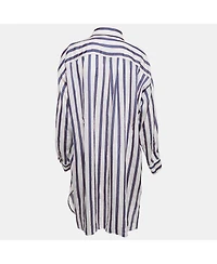 Pre-Owned Isabel Marant Women's Etoile White/blue Stripe Cotton Blend Seenli Dress