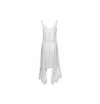Pre-Owned Burberry Women's White Satin Silk & Chantilly Lace Sleeveless Slip Dress