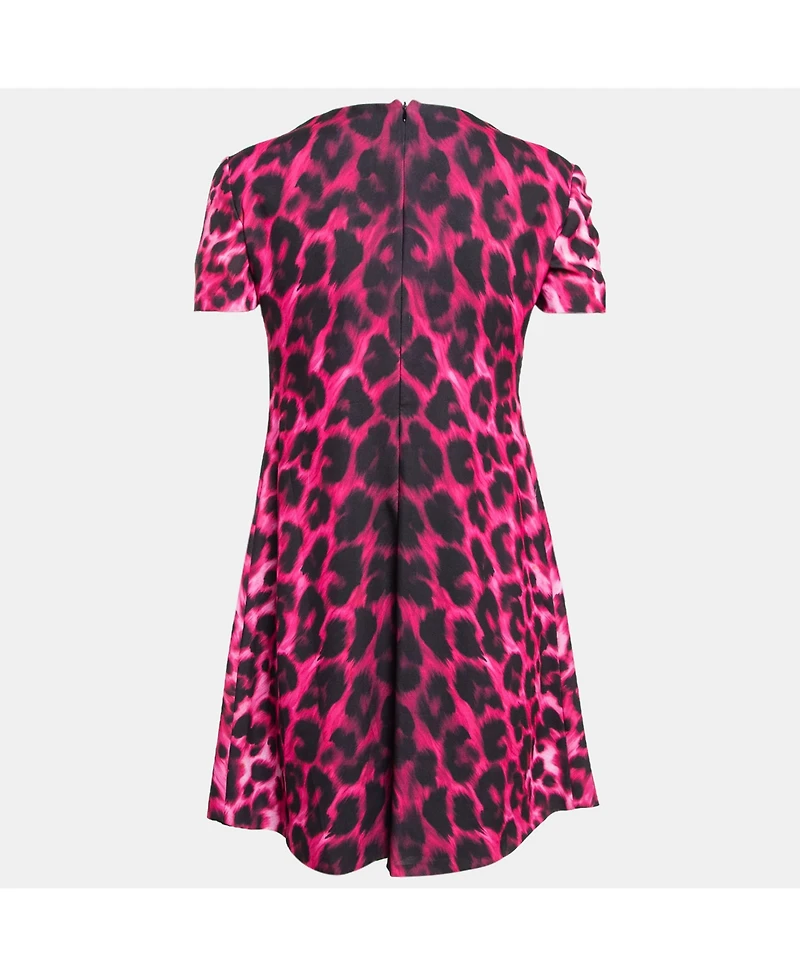 Pre-Owned Versace Women's Pre-Owned Versus Versace Pink Animal Print Zip Detail Mini Dress