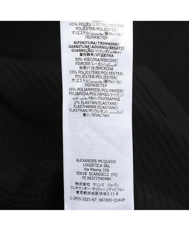 Pre-Owned Alexander Mcqueen Women's Black/green Jersey Flounced Plunge Neck Dress