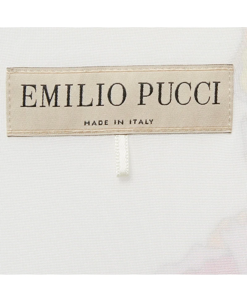 Pre-Owned Emilio Pucci Women's White Printed Jersey Draped Sleeveless Midi Dress