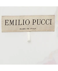 Pre-Owned Emilio Pucci Women's White Printed Jersey Draped Sleeveless Midi Dress