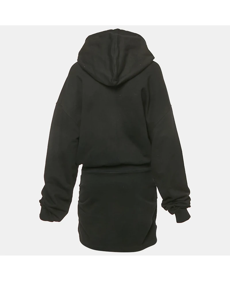 Pre-Owned Off-White Women's Black Cotton Knit Hooded Mini Dress
