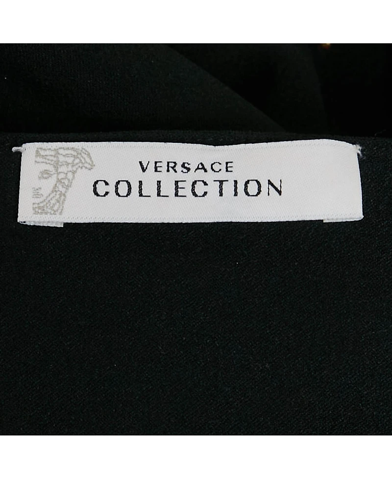 Pre-Owned Versace Women's Collection Black Embellished Crepe One-Shoulder Maxi Dress