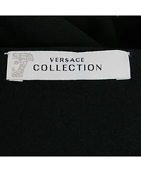 Pre-Owned Versace Women's Collection Black Embellished Crepe One-Shoulder Maxi Dress