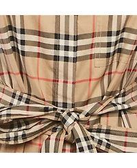 Pre-Owned Burberry Women's Beige Check Print Cotton Belted Short Dress