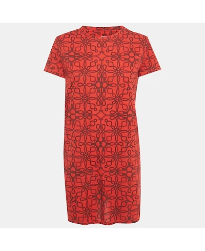Pre-Owned Hermes Women's Red Micro Cordelieres Cotton T-Shirt Dress