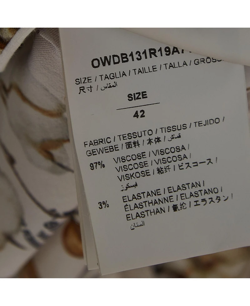 Pre-Owned Off-White Women's White Floral Logo Print Crepe Belted Midi Shirt Dress