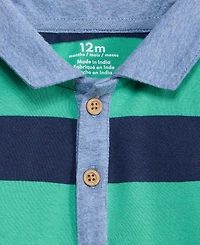 First Impressions Baby Boys Polo Rugby Striped Sunsuit, Exclusively at Macy's