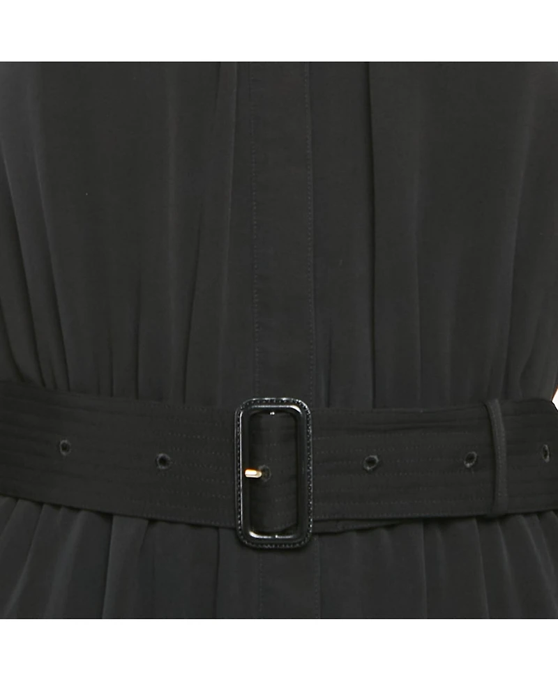 Pre-Owned Burberry Women's Black Chiffon Belted Midi Dress