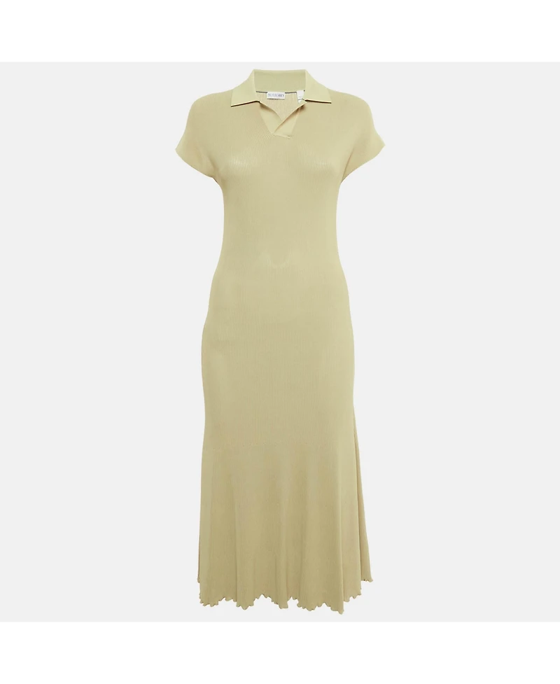Pre-Owned Burberry Women's Sage Green Stretch Knit Midi Dress