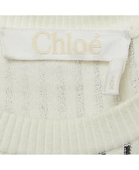 Pre-Owned Chloe Women's Navy Blue White Vertical Stripe Cotton Knit Midi Dress