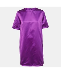 Pre-Owned Burberry Women's Purple Satin Shift Dress