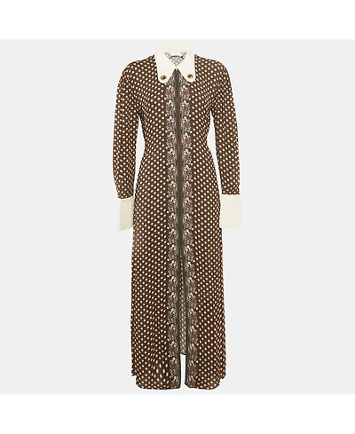 Pre-Owned Chloe Women's Pre-Owned Chloé Brown Printed Crepe & Silk Maxi Dress