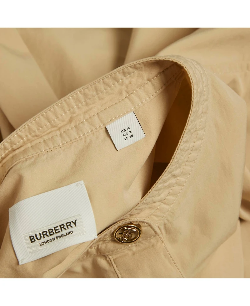 Pre-Owned Burberry Women's Beige Cotton Monogram Embroidered Cotton Abbie Mini Dress