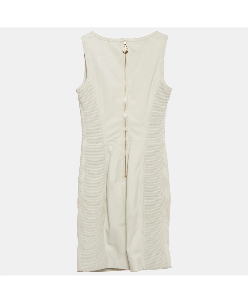 Pre-Owned Versace Women's Collection White Leather Sleeveless Mini Dress