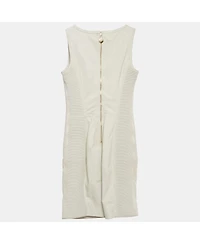 Pre-Owned Versace Women's Collection White Leather Sleeveless Mini Dress