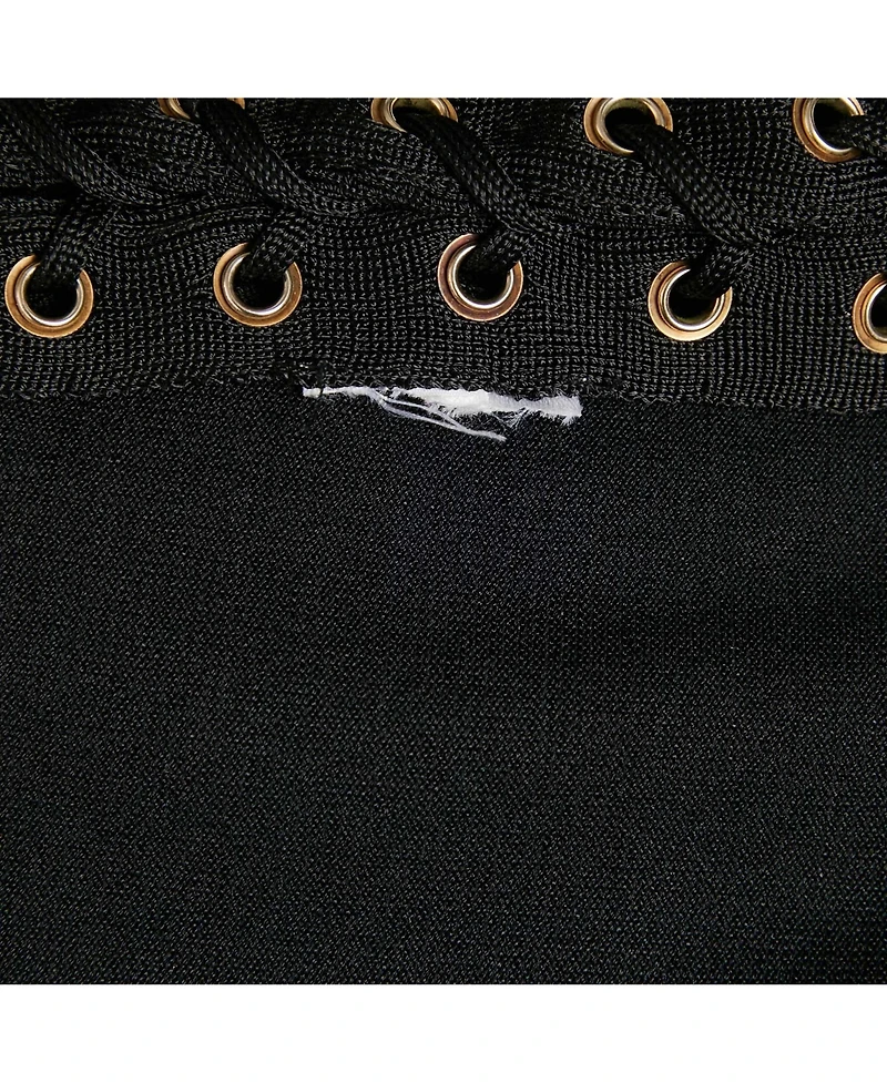 Pre-Owned Balmain Women's Black Knit Lace-Up Detail Halter Neck Mini Dress