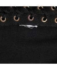 Pre-Owned Balmain Women's Black Knit Lace-Up Detail Halter Neck Mini Dress