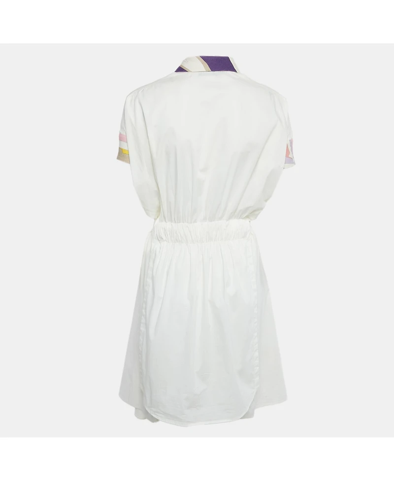 Pre-Owned Emilio Pucci Women's Multicolor Printed Cotton & Linen Frayed Mini Dress