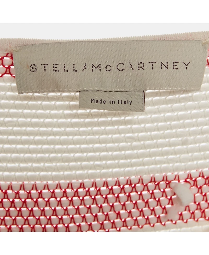 Pre-Owned Stella Mccartney Women's White/pink Open Striped Knit Fringe Detail Dress