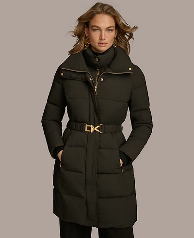 Donna Karan New York Women's Belted Bibbed Puffer Coat