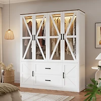Homsee 6-door 2-drawer wardrobe with Led lights and clothes hanger
