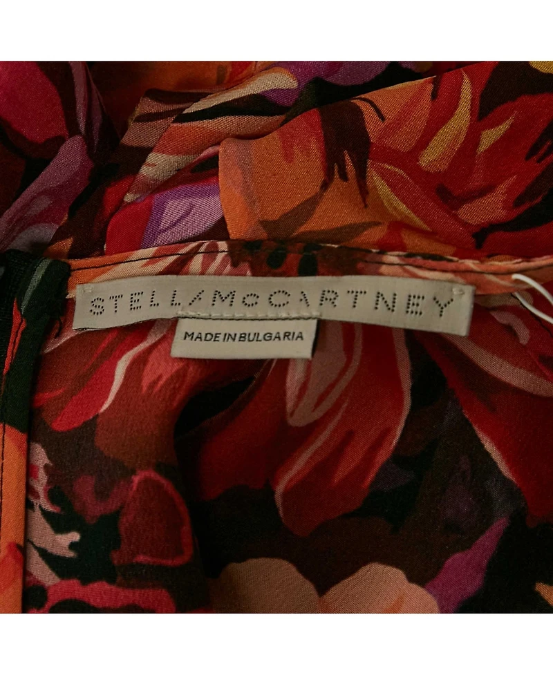 Pre-Owned Stella Mccartney Women's Red Poppy Print Silk Long Sleeve Blouse