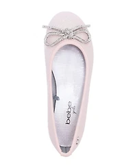 Bebe Girls' 1-13 Rhinestone Bow Glitter Ballet Flats