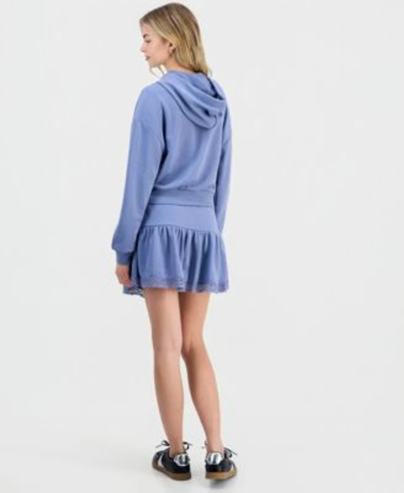 Madden Girl Juniors Crochet Hoodie Mini Skirt