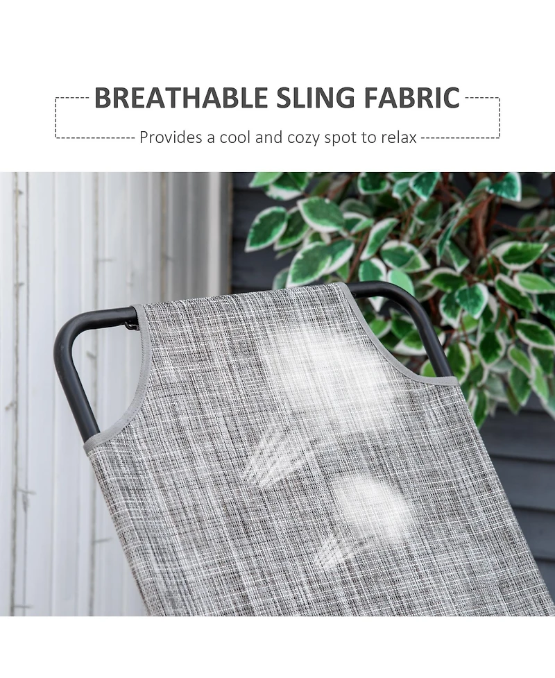 Outsunny Garden Rocking Chair, Patio Sling Fabric Single Rocker,