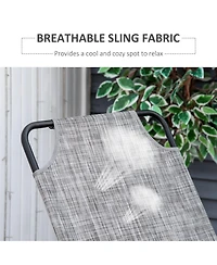 Outsunny Garden Rocking Chair, Patio Sling Fabric Single Rocker,