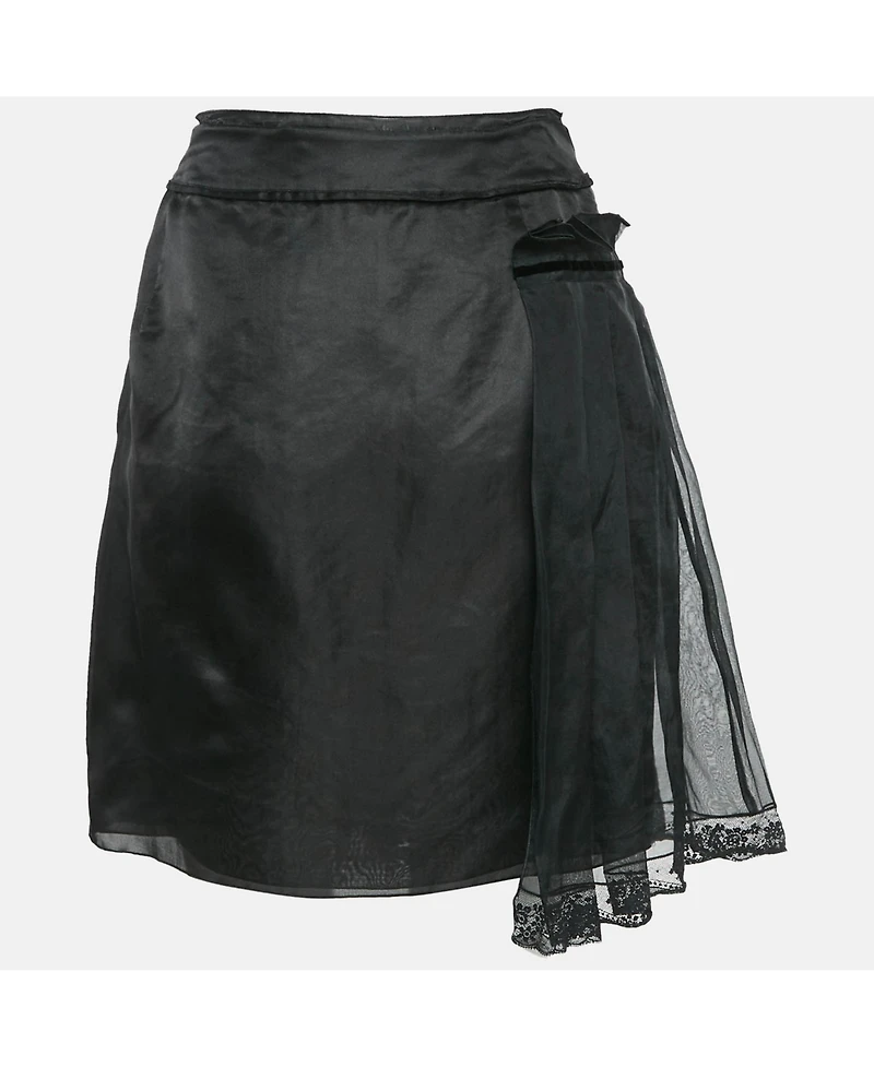 Pre-Owned Dolce & Gabbana Women's Black Crepe Pleated Mini Skirt