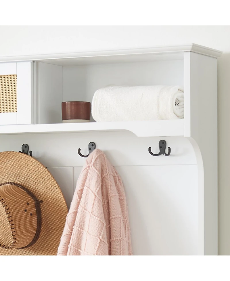 Streamdale Furniture Hall Tree Entryway Bench with Rattan Door and Storage (40.16" x 18.58" x 64.17")