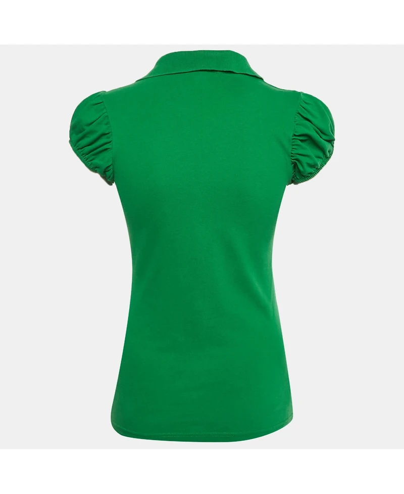 Pre-Owned Burberry Women's Pique Puff Sleeve Polo T-Shirt