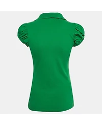 Pre-Owned Burberry Women's Pique Puff Sleeve Polo T-Shirt