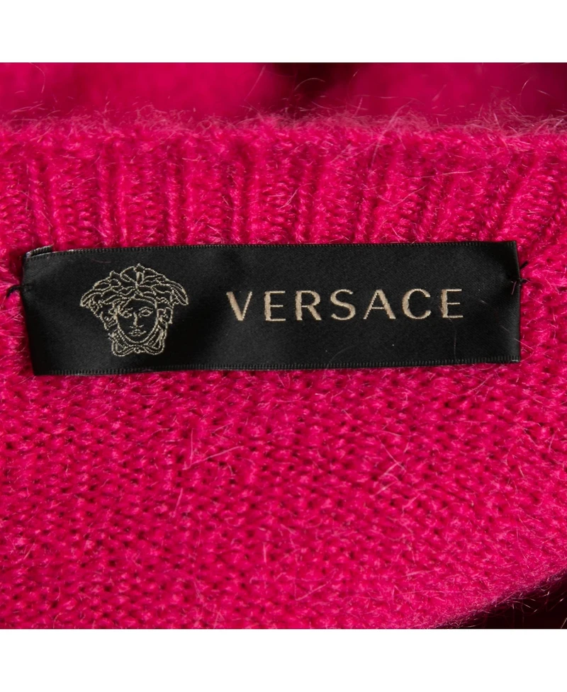 Pre-Owned Versace Women's Hot Pink Mohair Blend Knit Pencil Skirt