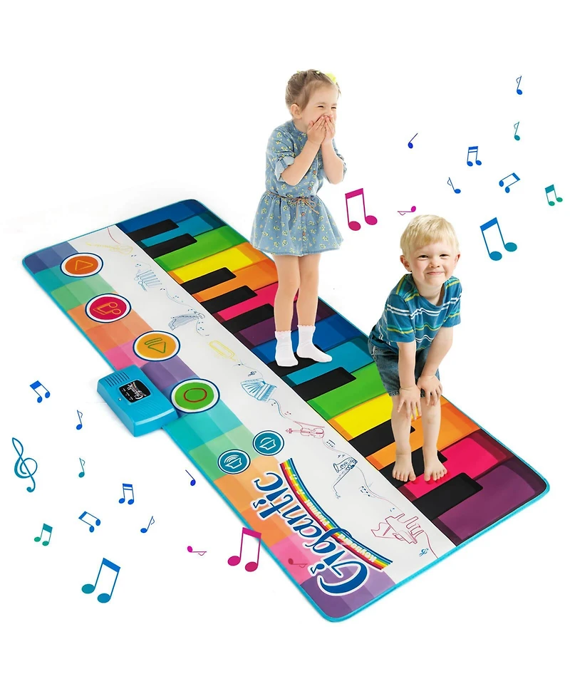 6 Ft Floor Piano Mat Giant Piano Keyboard Dance Mat with 24 Keys for 3+ Years Old