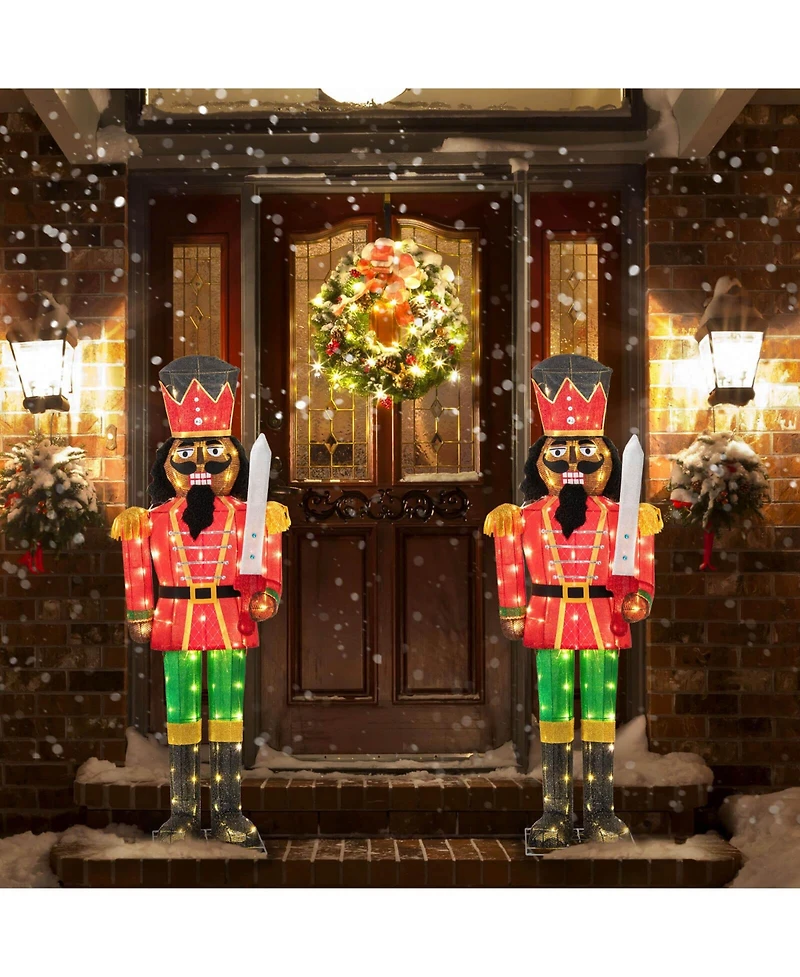 Costway 5 Ft Lighted Christmas Nutcracker with Glitter Sword