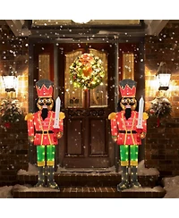 Costway 5 Ft Lighted Christmas Nutcracker with Glitter Sword