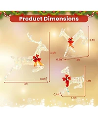 Christmas Lighted Reindeer with Led Lights and Red Bows Stakes