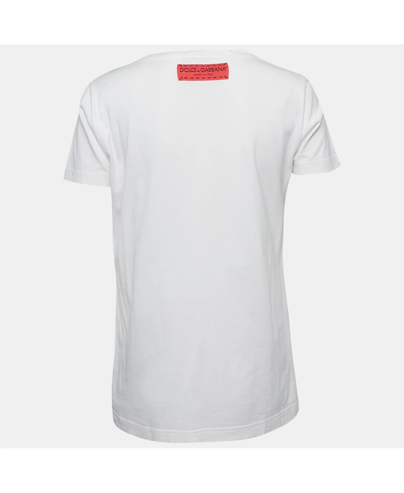 Pre-Owned Dolce & Gabbana Women's Floral Print Cotton Crew Neck T-Shirt