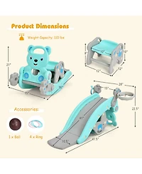 Costway 4-in-1 Toddler Slide Playground with Basketball Hoop Ball Ring Toss Climbing