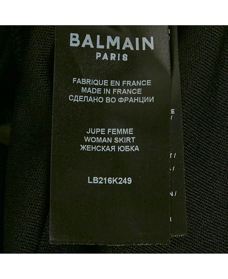 Pre-Owned Balmain Women's Black Monogram Mesh Pleated Mini Skirt