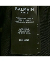 Pre-Owned Balmain Women's Black Monogram Mesh Pleated Mini Skirt