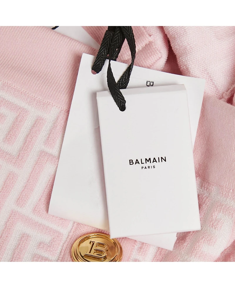 Pre-Owned Balmain Women's Pink Monogram Jacquard Knit Mini Skirt