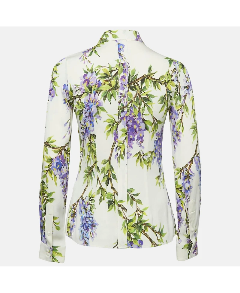 Pre-Owned Dolce & Gabbana Women's Floral Print Silk Long Sleeve Shirt